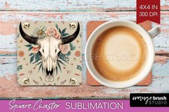 Boho Western Square Coaster - Country Coaster PNG Product Image 1
