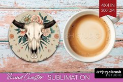 Boho Western Round Coaster - Country Coaster PNG Sublimation Product Image 1