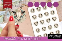 Boho Western Round Sticker - Country Printable Sticker Sheet Product Image 1