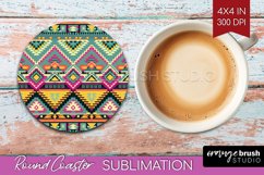 Boho Western Round Coaster - Country Coaster PNG Sublimation Product Image 1