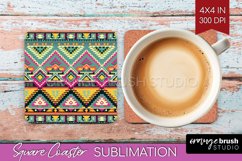 Boho Western Square Coaster - Country Coaster PNG Product Image 1