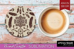 Boho Western Round Coaster - Country Coaster PNG Sublimation Product Image 1