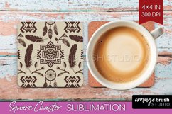 Boho Western Square Coaster - Country Coaster PNG Product Image 1
