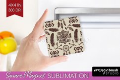 Boho Western Magnet Sublimation - Country Square Magnet PNG Product Image 1