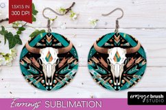 Boho Western Round Earrings - Country PNG Sublimation Product Image 1