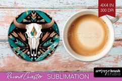 Boho Western Round Coaster - Country Coaster PNG Sublimation Product Image 1