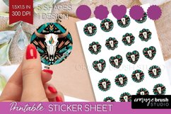 Boho Western Round Sticker - Country Printable Sticker Sheet Product Image 1