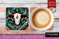Boho Western Square Coaster - Country Coaster PNG Product Image 1