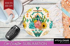 Boho Western Car Coaster - Country Coaster PNG Sublimation Product Image 1