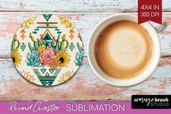 Boho Western Round Coaster - Country Coaster PNG Sublimation Product Image 1