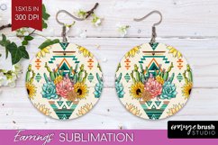 Boho Western Round Earrings - Country PNG Sublimation Product Image 1