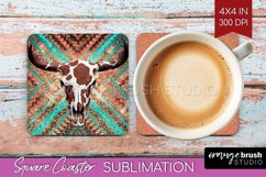 Boho Western Square Coaster - Country Coaster PNG Product Image 1