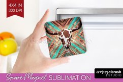 Boho Western Magnet Sublimation - Country Square Magnet PNG Product Image 1
