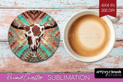 Boho Western Round Coaster - Country Coaster PNG Sublimation Product Image 1