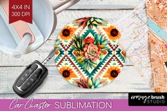 Boho Western Car Coaster - Country Coaster PNG Sublimation Product Image 1
