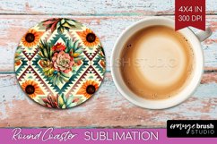 Boho Western Round Coaster - Country Coaster PNG Sublimation Product Image 1