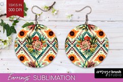 Boho Western Round Earrings - Country PNG Sublimation Product Image 1