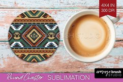 Boho Western Round Coaster - Country Coaster PNG Sublimation Product Image 1