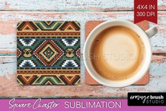 Boho Western Square Coaster - Country Coaster PNG Product Image 1