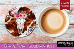 Boho Western Round Coaster - Country Coaster PNG Sublimation Product Image 1