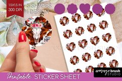 Boho Western Round Sticker - Country Printable Sticker Sheet Product Image 1