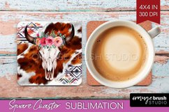 Boho Western Square Coaster - Country Coaster PNG Product Image 1