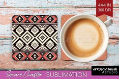 Boho Western Square Coaster - Country Coaster PNG Product Image 1