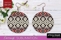 Boho Western Round Earrings - Country PNG Sublimation Product Image 1