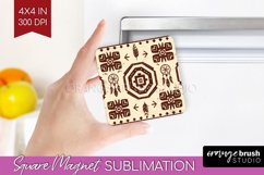 Boho Western Magnet Sublimation - Country Square Magnet PNG Product Image 1