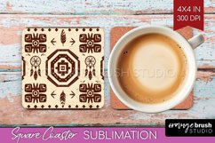 Boho Western Square Coaster - Country Coaster PNG Product Image 1