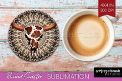 Boho Western Round Coaster - Country Coaster PNG Sublimation Product Image 1