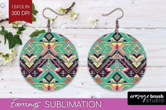 Boho Western Round Earrings - Country PNG Sublimation Product Image 1
