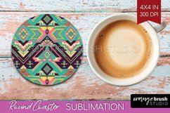 Boho Western Round Coaster - Country Coaster PNG Sublimation Product Image 1