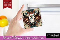 Boho Western Magnet Sublimation - Country Square Magnet PNG Product Image 1