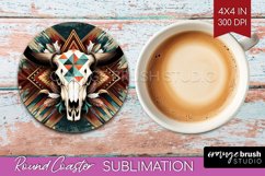 Boho Western Round Coaster - Country Coaster PNG Sublimation Product Image 1
