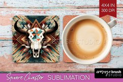 Boho Western Square Coaster - Country Coaster PNG Product Image 1