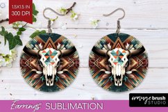Boho Western Round Earrings - Country PNG Sublimation Product Image 1