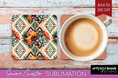 Boho Western Square Coaster - Country Coaster PNG Product Image 1