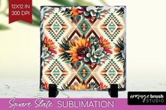 Boho Western Slate PNG - Country Square Slate Sublimation Product Image 1
