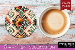 Boho Western Round Coaster - Country Coaster PNG Sublimation Product Image 1