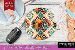 Boho Western Car Coaster - Country Coaster PNG Sublimation Product Image 1