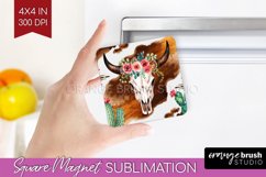 Boho Western Magnet Sublimation - Country Square Magnet PNG Product Image 1