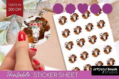 Boho Western Round Sticker - Country Printable Sticker Sheet Product Image 1