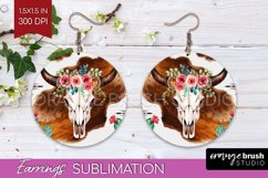 Boho Western Round Earrings - Country PNG Sublimation Product Image 1
