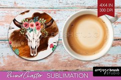 Boho Western Round Coaster - Country Coaster PNG Sublimation Product Image 1