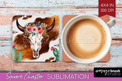 Boho Western Square Coaster - Country Coaster PNG Product Image 1