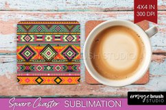 Boho Western Square Coaster - Country Coaster PNG Product Image 1