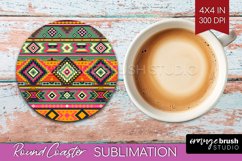 Boho Western Round Coaster - Country Coaster PNG Sublimation Product Image 1
