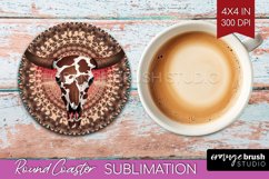 Boho Western Round Coaster - Country Coaster PNG Sublimation Product Image 1