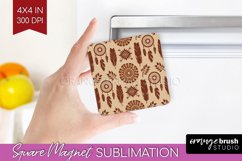 Boho Western Magnet Sublimation - Country Square Magnet PNG Product Image 1
